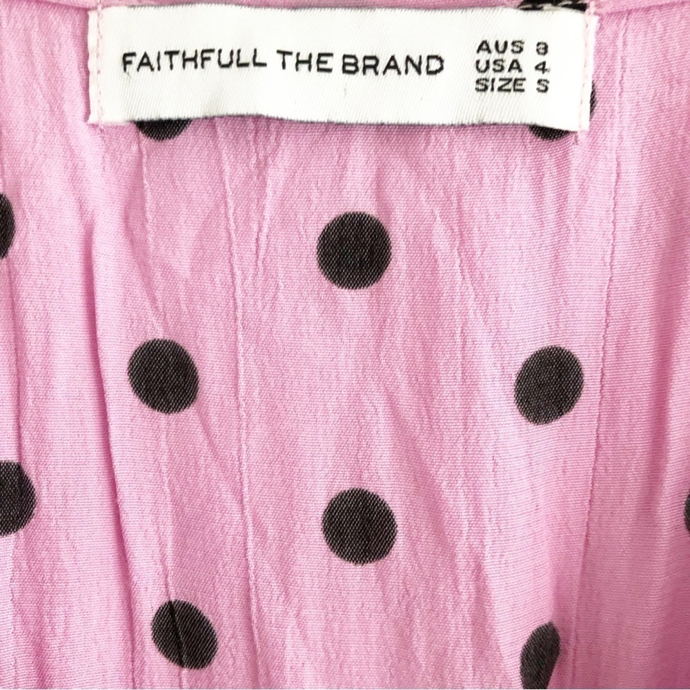 Faithful The Brand Dress Margherita Mini Pink Black Polka Dot Size 4 Small - Picture 6 of 12